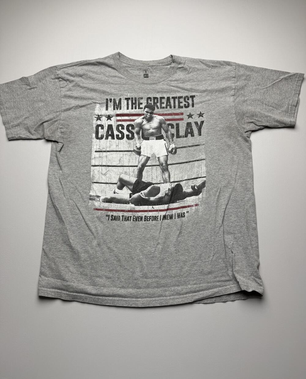Ali Cassius Clay Shirt Mens XL Gray I'm The Greatest Boxing Graphic Quote Tee